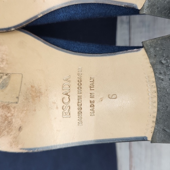 ESCADA | Rare Vintage Denim Moccasin Loafers Size 6 - Picture 10 of 11